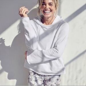 Athleta S French Terry Pique Hoodie Hooded Sweatshirt Gray 211387